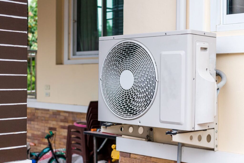 Heat Pump on side of building