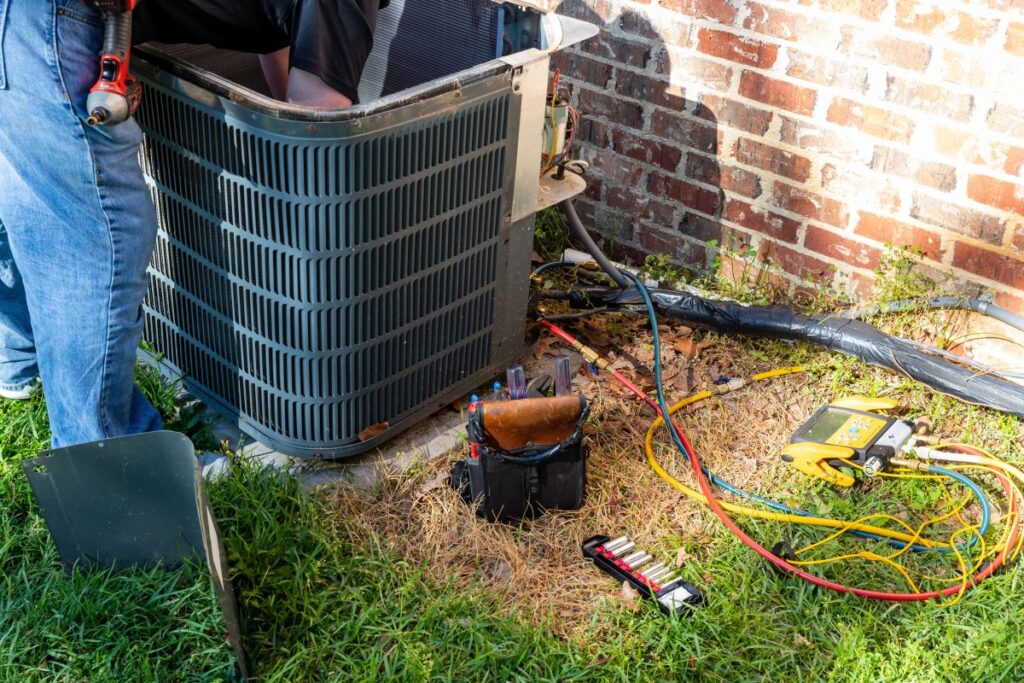 HVAC maintenance with tech